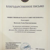 Благодарственное письмо Общественной палаты Васильевой Е.К.